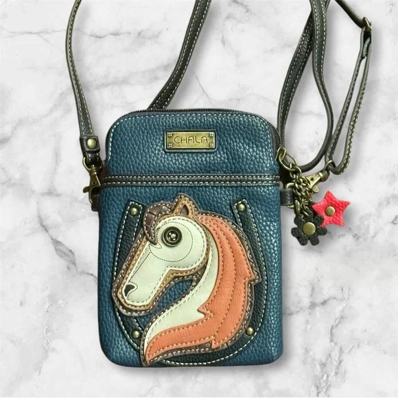 Chala New Crossbody Mini Purse with Horse and Charms Faux Leather - Picture 1 of 3